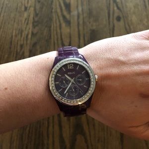 Relic purple diamond face watch